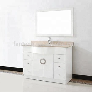 Europe modern marble counter top framed mirror free standing bathroom furniture