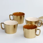 European Luxury Gold Ceramic Cup ion Gold Plated Nordic style Mug Mugs Coffee