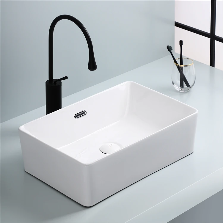 European style bathroom water sink sanitary items rectangular ceramic art wash basin