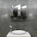Exquisite modern bathroom furniture grey classical mirror cabinet