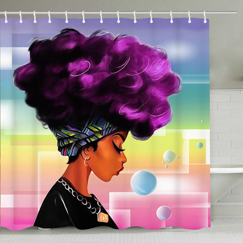 Extra Large Size African Sexy Girl Thick Polyster Shower Curtains with Plastic Hooks 72&#x27;&#x27; L x 72&#x27;&#x27; W