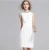 Import F30077A formal round neck lace office dress sleeveless white career dress from China