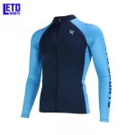 Factory Custom Long Sleeves Mens Blue Surf Rash Guard Compression Top Sports Surfing Shirt