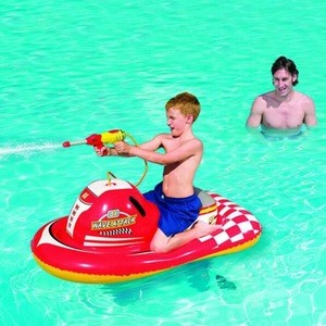 Factory Hot sale bestway 41070 water sports beach toys inflatable red motorboat pool float with water play gun for children