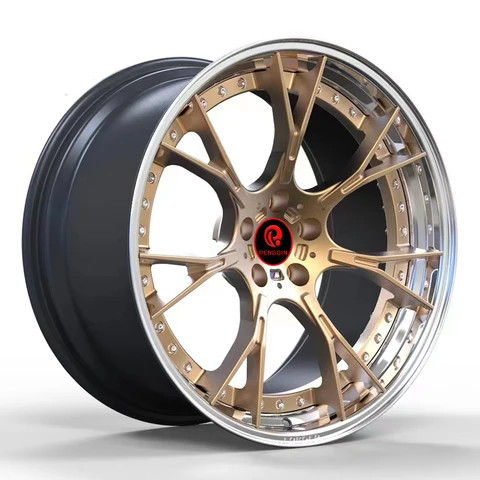 Factory Popular Design Alloy Wheels 18 Inch Fogred 2 Piece Rims Gold Over Polish 5x114.3 Wheels 5 Hole Sports Car Wheels