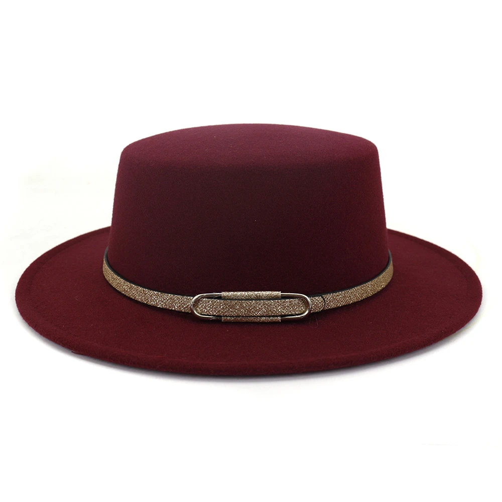 Fashion adult wool felt hat classic flat top hat fedoras hat