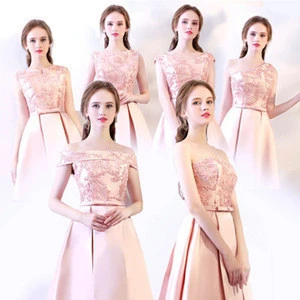 Fashion elegant ladies embroidery transparent short maxi bridesmaid dress for wholesale