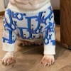 Fashion pet blue letter sweater warm dog autumn clothes Pet supplies