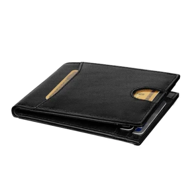 Fashion RFID Black Card Holder Leather Wallet for Men