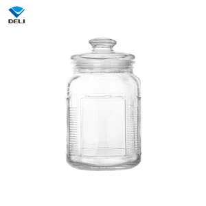 Fashion Style 2.2L 74.4oz Pickle Airtight Custom Clear Glassware honey Food Storage Jar with Ripple