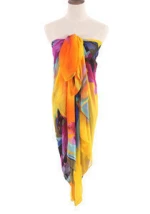 Fashionable custom beachwear dress floral chiffon women hawaiian rayon custom sarong