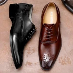 Fast delivery mens dress shoes men's genuine leather formal gold supplier