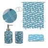 Fish Matching Design 16 PCS Ceramic Bathroom Accessory with Rotary Printed Polyester Shower Curtain and  Lotion Dispenser