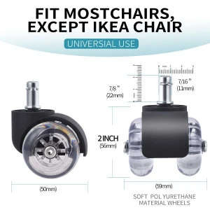 Fit Most Chairs Polyurethane Swivel Offic Chair Caster Wheel
