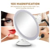 Flexible Gooseneck 6.8" 10x Magnifying Led Lighted Makeup Mirror Bathroom Magnification Vanity Mirror With Suction Cup