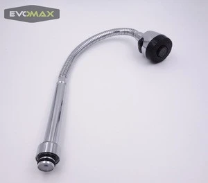Flexible kitchen faucet spout with chromed head, with brass nut