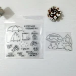 Flowers blooming after rain  Metal Cutting Dies and clear stamps Stencils for DIY Scrapbook Photo Album Paper Card Decorative