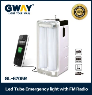 FM Radio function emergency light New 5730SMD LED Emergency Light with 2pcs Led tube rechargeable emergency lamp