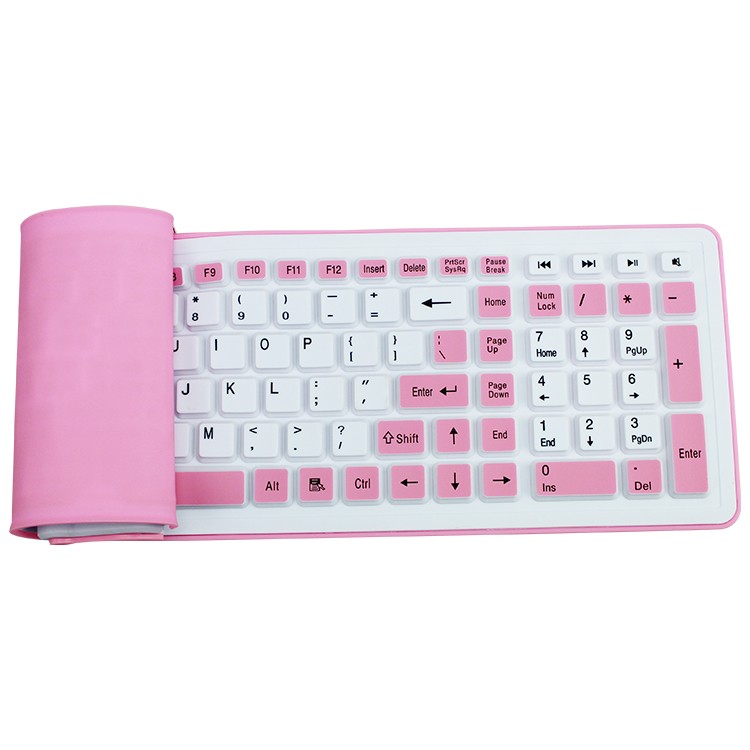 folding keyboard 107B 2.4g silent rubber silicone portable roll-up wireless folding keyboard for business trip