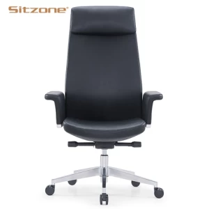 Foshan Adjustable Luxury High- Back Ergonomic Office Chair Barber Executive Real Leather Chair