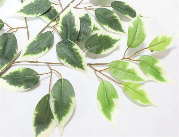 FREE SAMPLE Hot Sale Artificial Home Decoration Green Banian tree branches and leaves 1 dozen