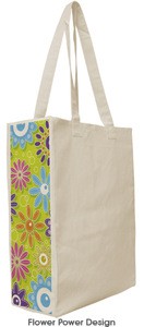 Full Color Print Gusset Accent Tote Bag - imprinted at both gusset ends with a decorative design and comes with your logo