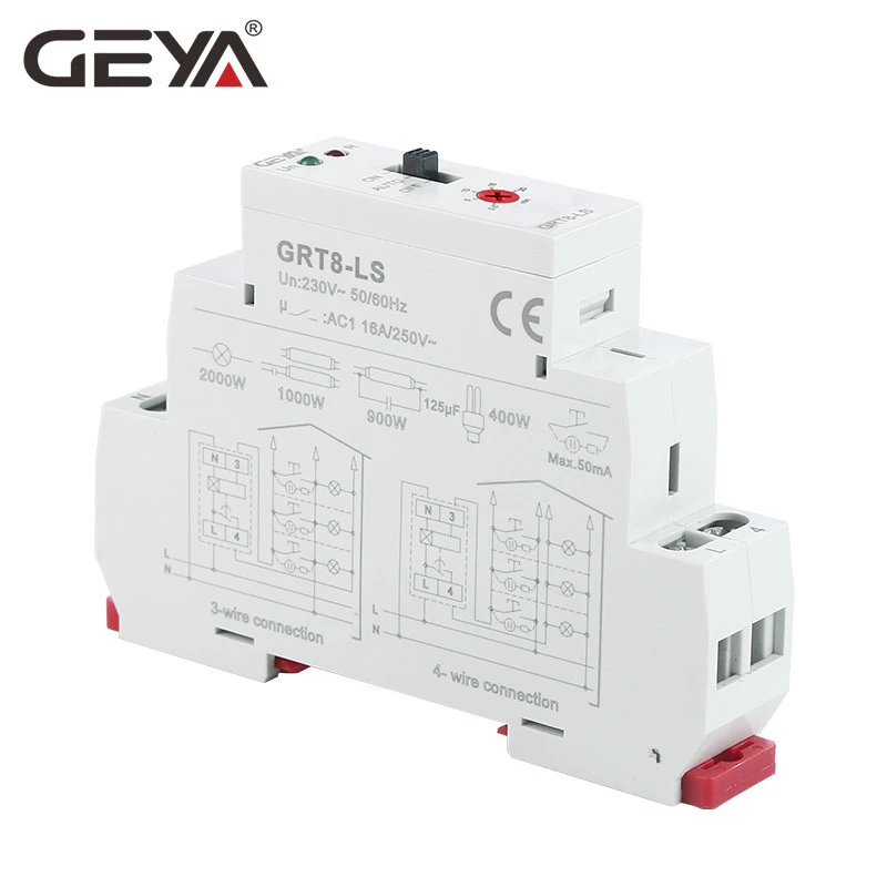 GEYA GRT8-LS Din Rail Staircase Light Time Switch 20 Minutes Timer Delay Relay Electronic 220V 16A with CE CB ROHS Certificate