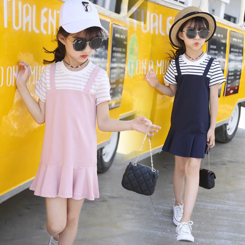 Girl&#x27;s summer dress fashion strapless skirt beautiful young girls in cotton fabric short frilly skirts