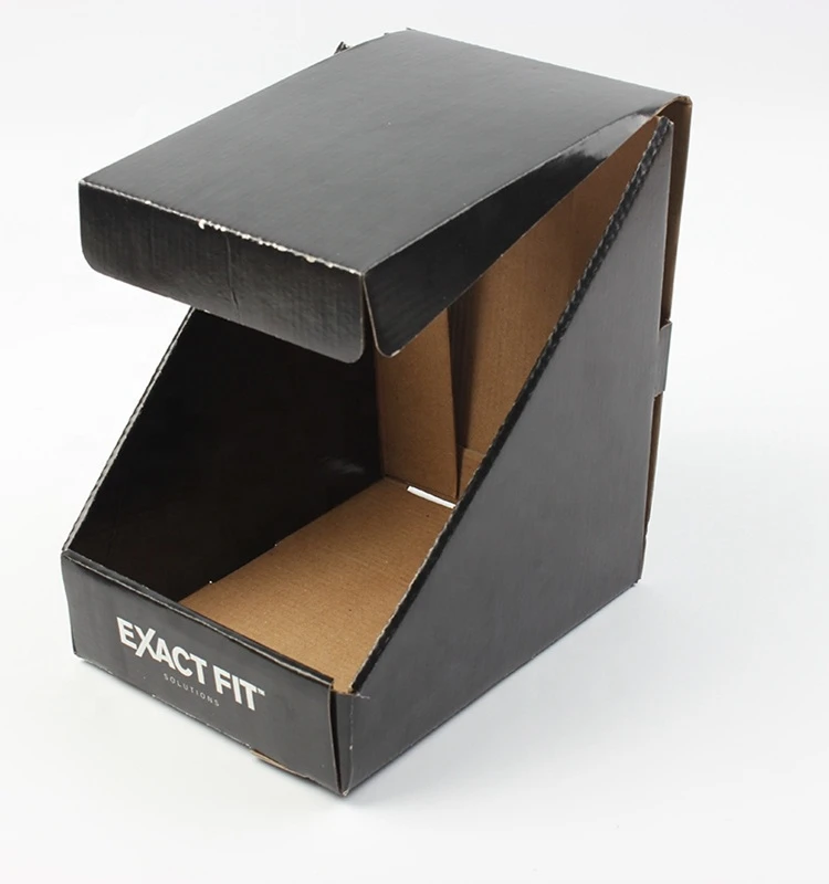 Glossy black corrugated paper counter product display box