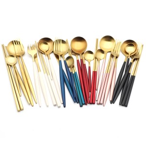 Gold and Black Electroplated Flatware Set Stainless Steel Cutlery