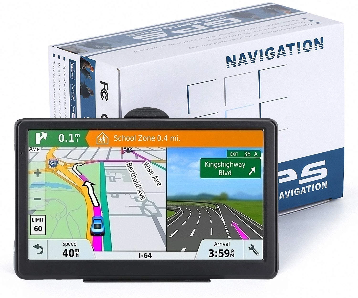 GPS Navigation 5 Inch HD Display Touch Auto Car Truck GPS 8GB 256MB Voice Broadcast Navigator Sat Nav FM With North America Map