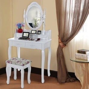 Handmade Wooden Console Royal Dressing Table Dresser With Mirror
