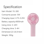 Handy Personal Usb Portable Rechargeable 4000mah Battery Capacity Small Power Bank Operated Handheld Mini Fan