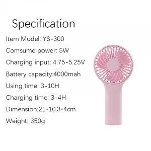 Handy Personal Usb Portable Rechargeable 4000mah Battery Capacity Small Power Bank Operated Handheld Mini Fan