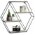 Import Hanging rack black metal natural wooden hexagon wall shelf from China