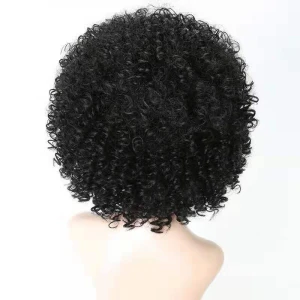 Heat Resistant Fiber Black Color Short Curly Wig With Bangs Synthetic Curly Wigs bobo wig