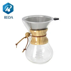 Heat resistant glass coffee share pot drip coffee pot with stainless steel filter