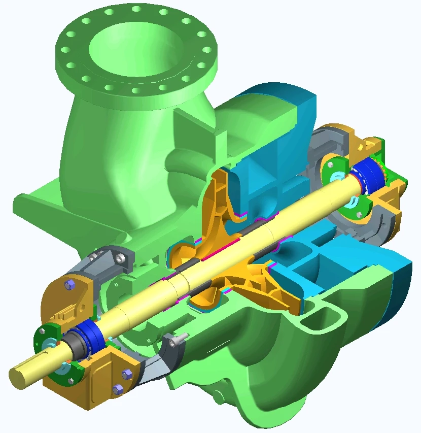 Heavy-duty Radially Split Single-Stage Between Bearings Pump compliant with API requirements