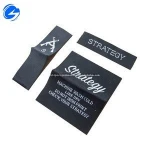 High quality density fashion design custom logo size standard centerfold damask satin silk garment custom clothing woven label