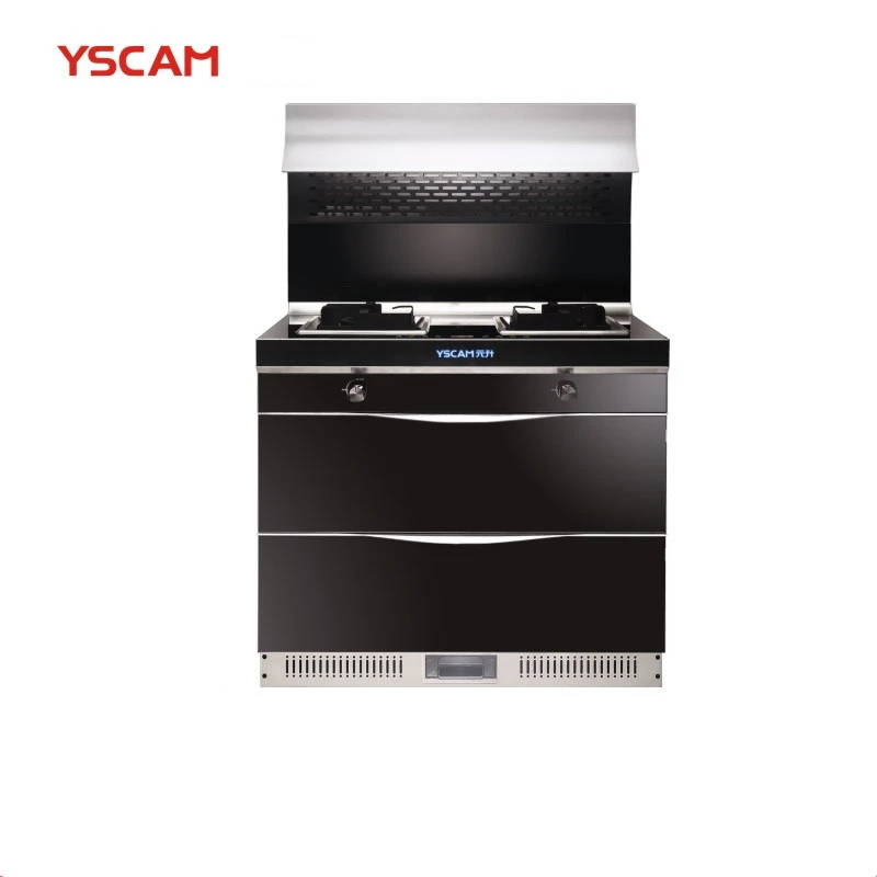 High quality kitchen integrated gas cooker with disinfection cabinet and smoke machine