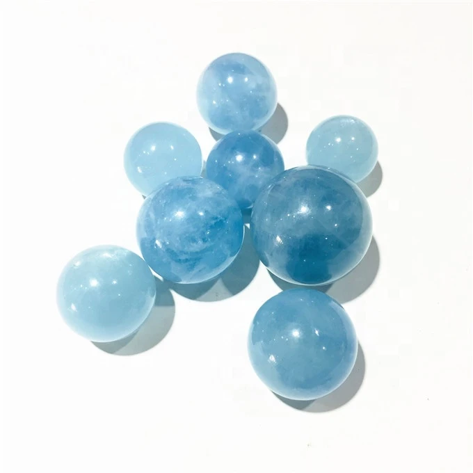 High Quality  Natural Aquamarine Stone Crystal Sphere Ball