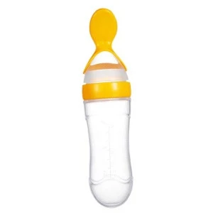high quality silicone baby food feed bottle spoon feeder