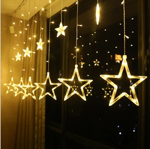 Holiday Lighting 138 LED Fairy Star Curtain String  Garland Decoration Christmas Wedding Light
