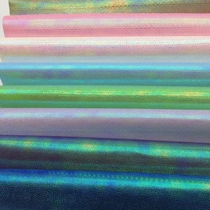 Holographic Snake Skin Lizardstripe Texture PU Faux Leather By The Yard Fabric Viny For Shoes Bag Bow Crafting