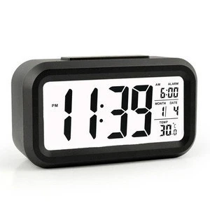 Home Decoration Desk and Table Electronic LCD Display Digital Alarm Clock with Calendar