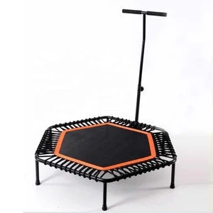 Home mini Indoor handrail single bungee Hexagon jumping fitness trampoline for sale