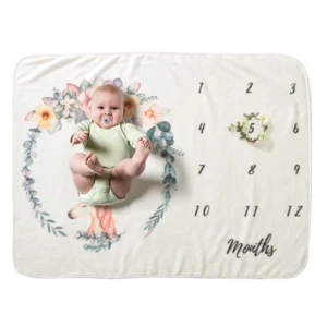 Hot Sale Flannel Fleece Monthly Milestone Baby Blanket