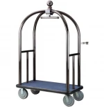 Hot sale Golden/Silver stainless steel  hotel luggage cart crown head service baggage trolley with four wheels
