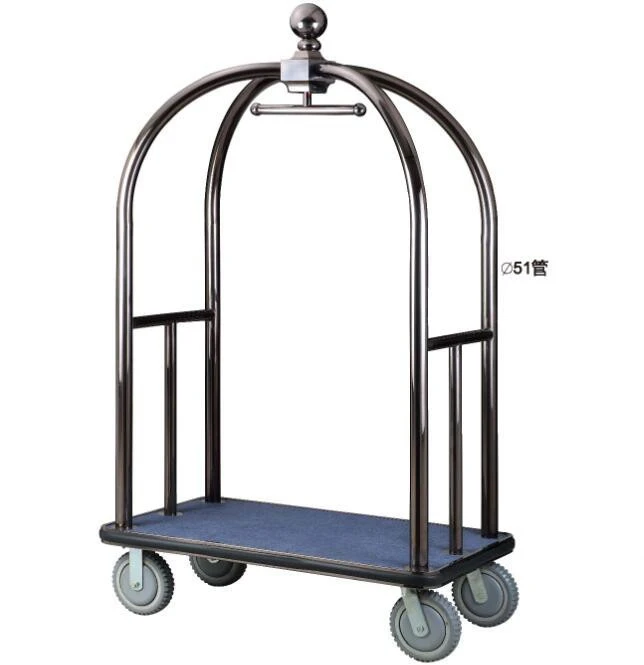 Hot sale Golden/Silver stainless steel  hotel luggage cart crown head service baggage trolley with four wheels