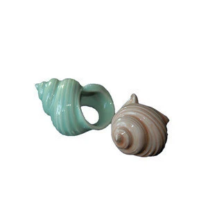 Hot Sale Pink and Green Conch Shell Porcelain Napkin Rings Wholesale